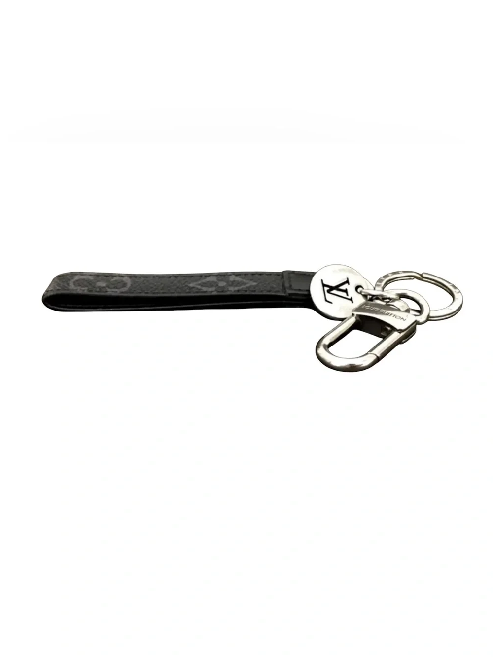 Louis Vuitton Black Monogram Eclipse Leather Key Charm with Silver Hardware
